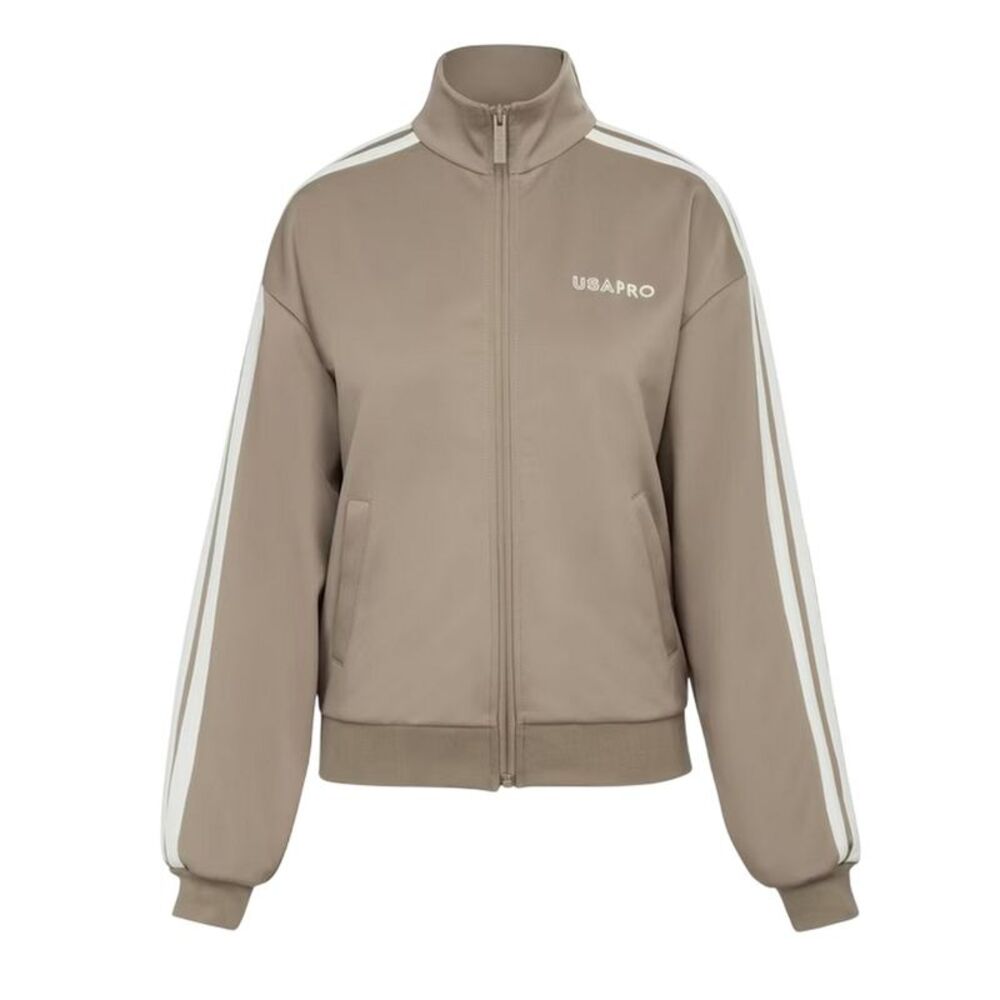 USA Pro Womens/Ladies Striped Track Top / Light Brown